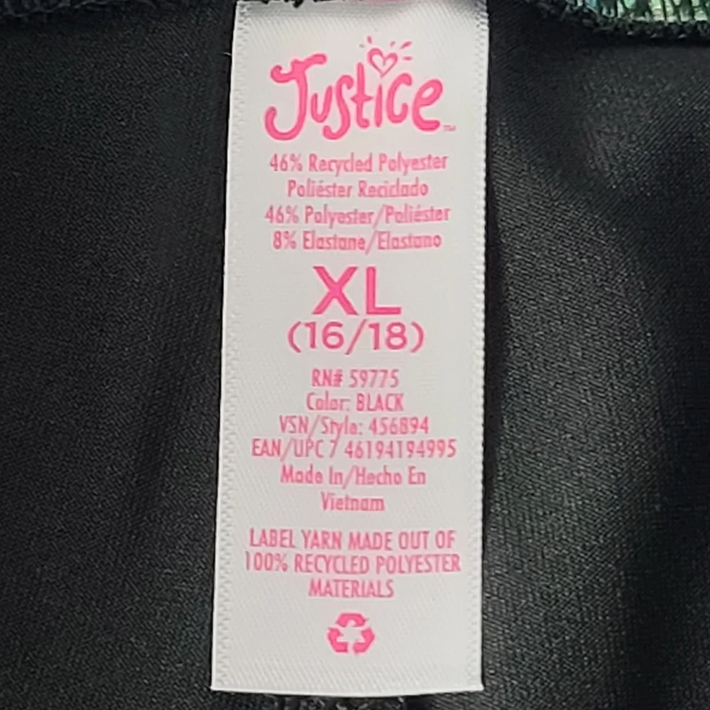 Justice Sport Cross Waistband Piped legs. Active Leggings. Black  Sz XL …